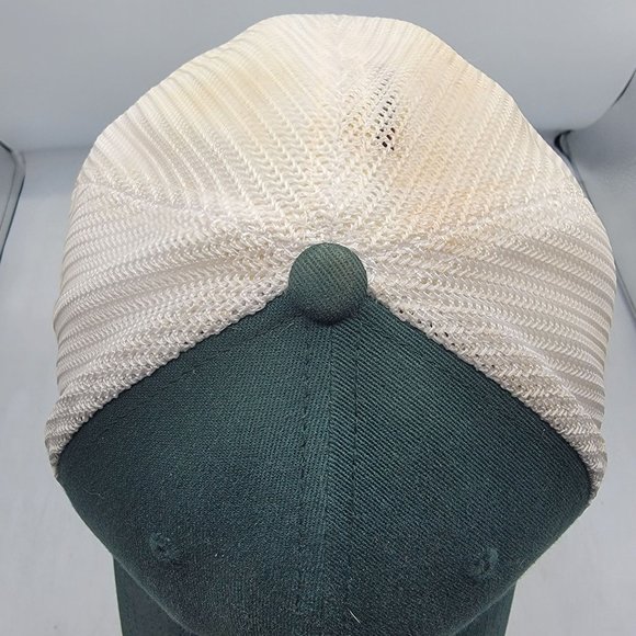 Columbia Green White Hat Cap Adults Large XL Leather Patch Logo Casual Comfort - Picture 6 of 9